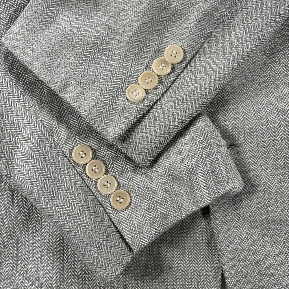 Salvatore Ferragamo 100% Silk Herringbone Blazer Sport Coat Size 54 IT 44R US - Picture 8 of 16
